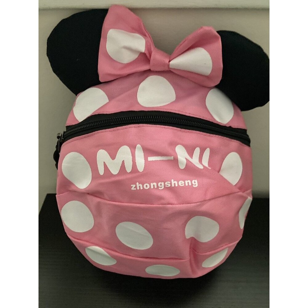 Mi-Ni Zhongsheng Mouse With Bow Girls Toddler Backpack Pink & White Polka Dots - Picture 6 of 7